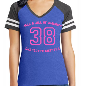 Shante' Comfy V-Neck Tee-Blue