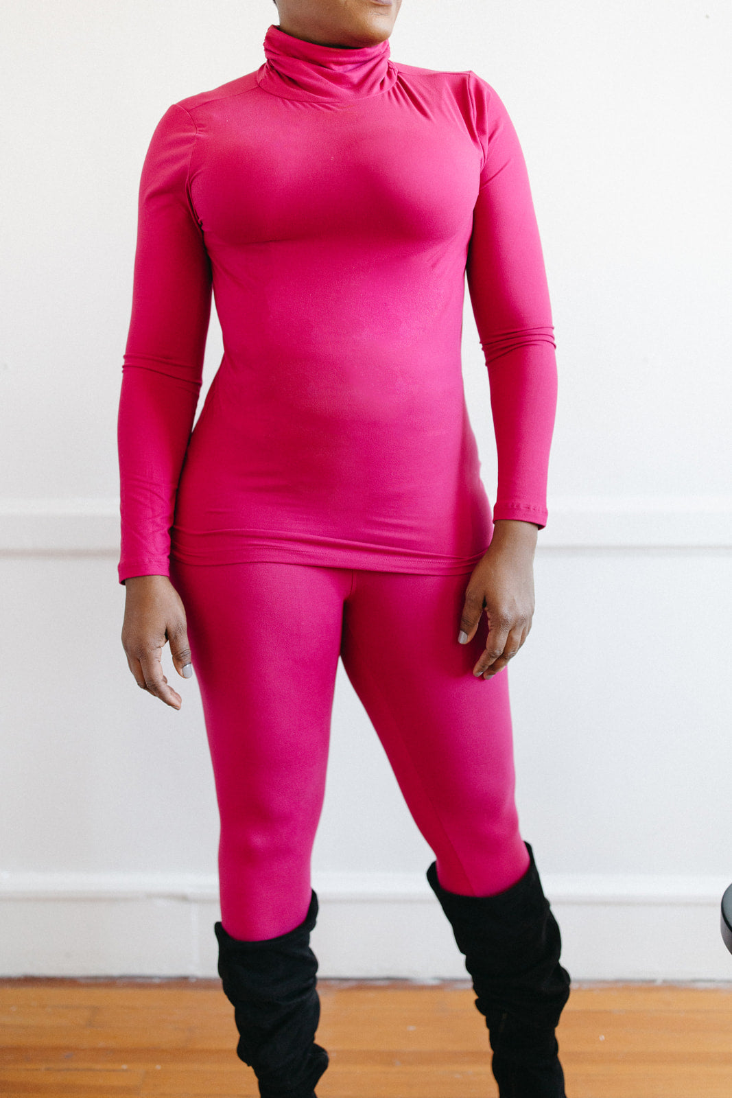 Tracey Mock Neck Set-Magenta